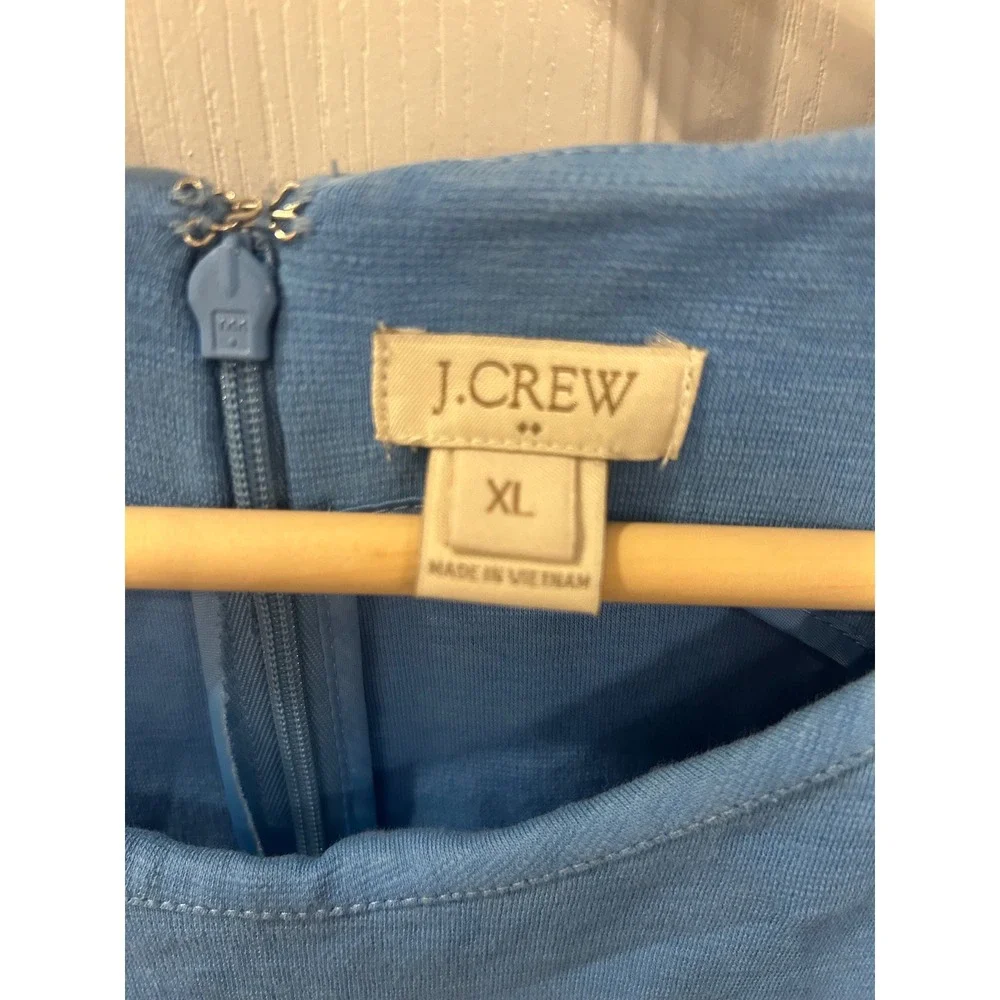 J.Crew Sleeveless Fit and Flare‎ Cotton Slub Dress Blue XL C0250